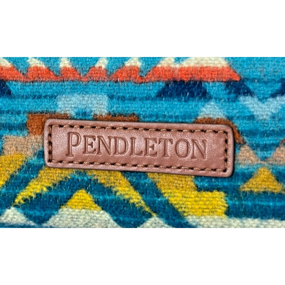 Pendleton Wool Wristlet Wallet Southwestern Geometric Turquoise Zip Around Boho - Picture 2 of 8